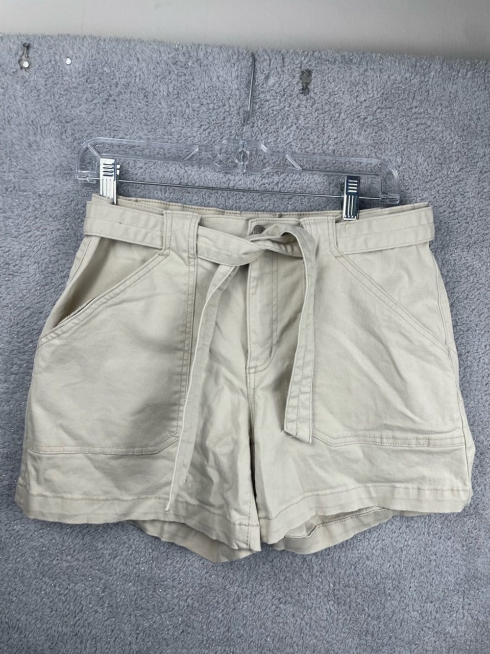 Code Bleu Tie-Waist Utility Shorts - Light Beige